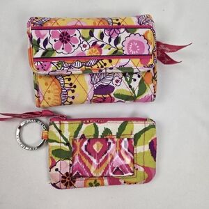 Vera Bradley Euro Wallet Clementine Tri Fold ADDED VB Coin Wallet Inside Pattern